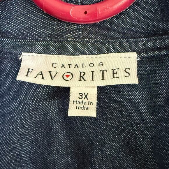 Catalog Favorites Denim Open jacket 3X XXXL Cotton Blue Relaxed Oversized Comfy - Picture 2 of 8